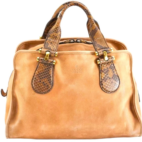 Gucci Handbags - Gucci Python Skin Handle Calf Skin Tote
